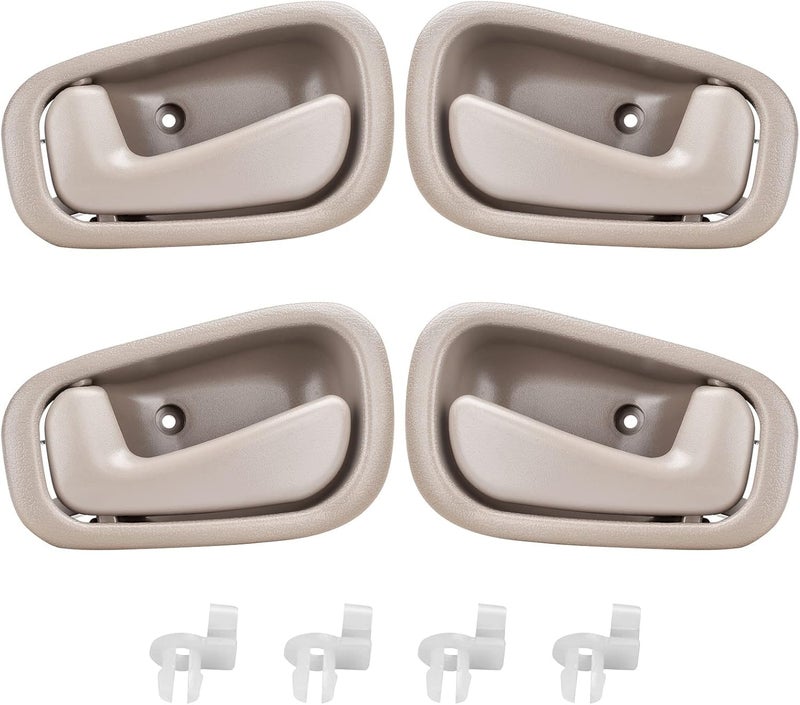 FAERSI 4Pcs Inside Interior Door Handle Front Rear Driver & Passenger Side Replacements for Toyota Corolla Prizm Manual Lock Beige/Tan 1998 1999 2000 2001 2002 OE:79500, 80890 - Image 1